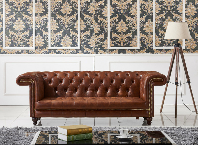 chestnut colour leather sofa